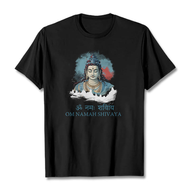 Koszulka z kolorowymi chmurami w sanskrycie OM NAMAH SHIVAYA Buddha Stones - Czarny - 2XL - image 1