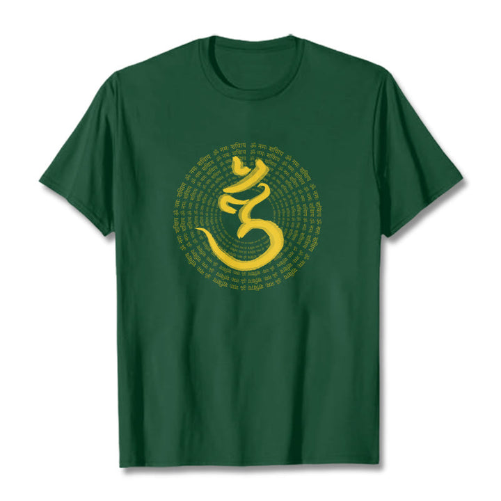 Buddha Stones 108 OM NAMAH SHIVAYA Mantra Sanskryt Tee - ForestGreen - 2XL - image 1