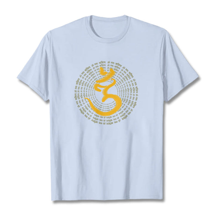 Buddha Stones 108 OM NAMAH SHIVAYA Mantra Sanskryt Tee - Jasnoniebieski - 2XL - image 18