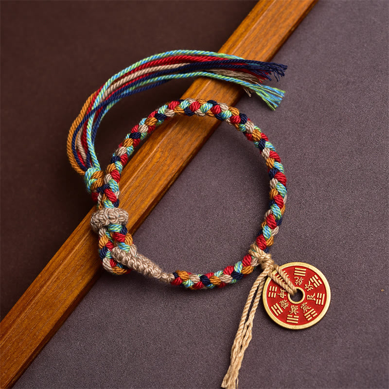 Bransoletka z wielokolorowej liny Bagua Harmony z Buddha Stones wykonana ręcznie