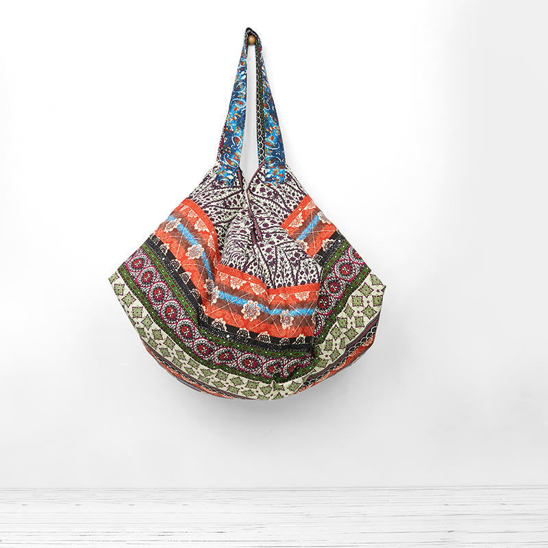 Torba na ramię z bawełny w kolorowe paski z motywem Buddha Stones - image 0