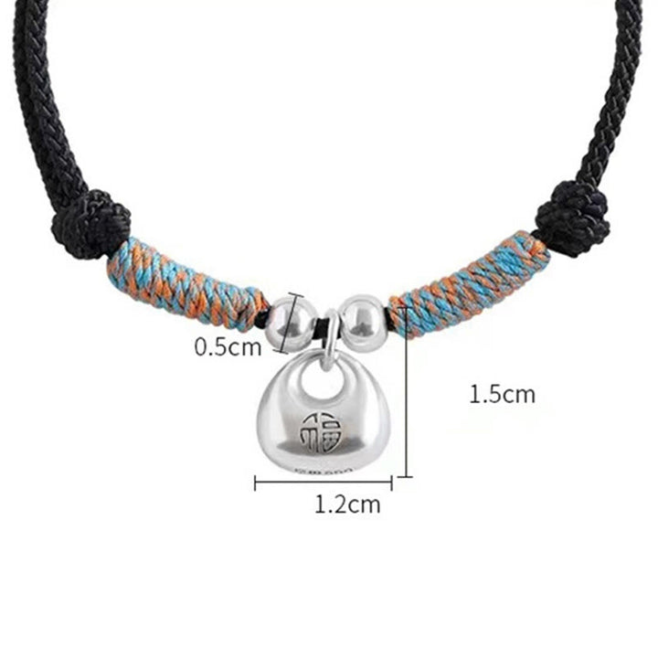 Bransoletka pleciona z Buddha Stones wykonana ręcznie ze srebra próby 925 Fu Character Safe And Well Luck - image 3