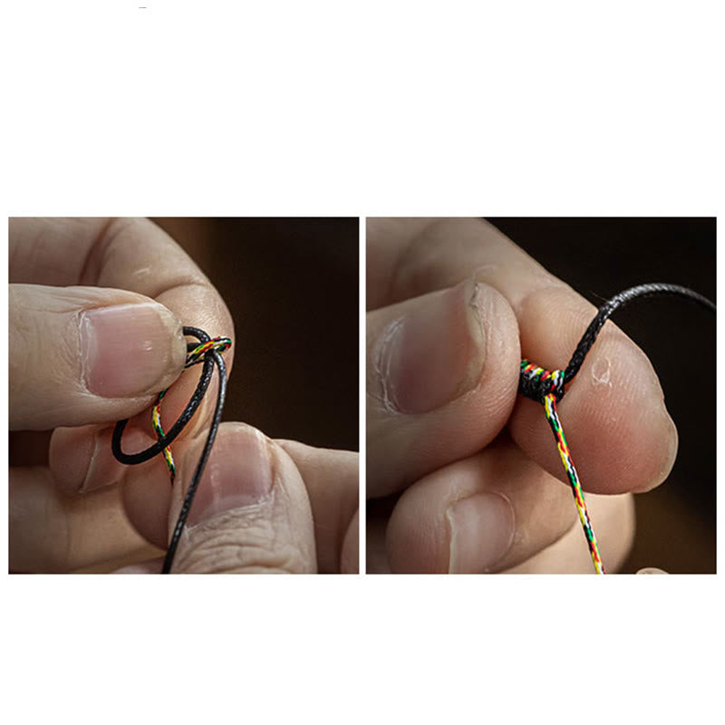 Buddha Stones Ręcznie robione 925 Srebro Sterlingowe Pokój I Radość Bezpieczna Studnia Ochrona Bransoletka Pleciona