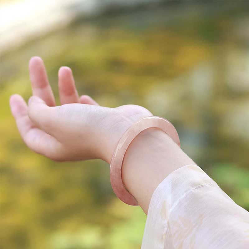 Bransoletka Buddha Stones Różowy Złoty Jedwab Jadeit Bogactwo Szczęście Bangle