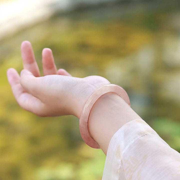 Bransoletka Buddha Stones Różowy Złoty Jedwab Jadeit Bogactwo Szczęście Bangle