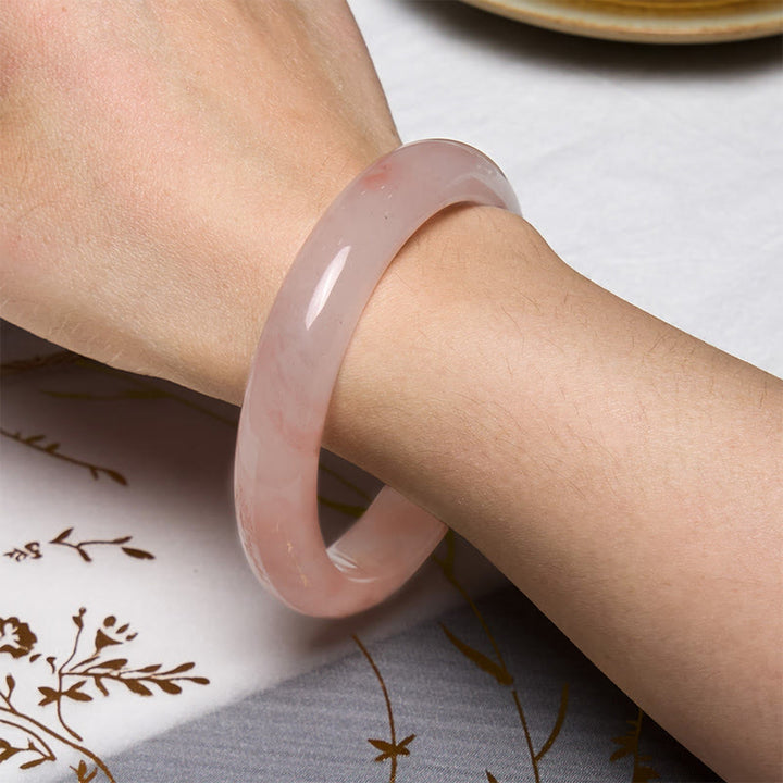 Bransoletka Buddha Stones Różowy Złoty Jedwab Jadeit Bogactwo Szczęście Bangle