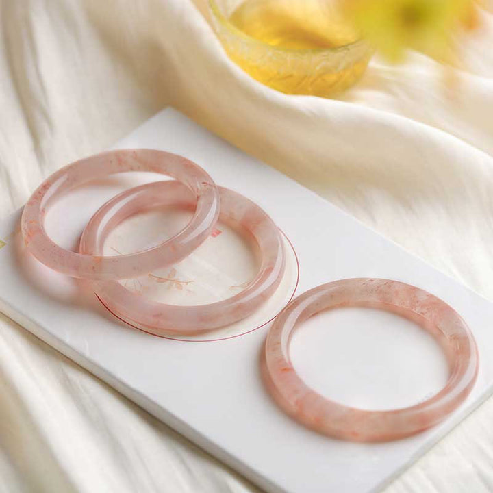 Bransoletka Buddha Stones Różowy Złoty Jedwab Jadeit Bogactwo Szczęście Bangle