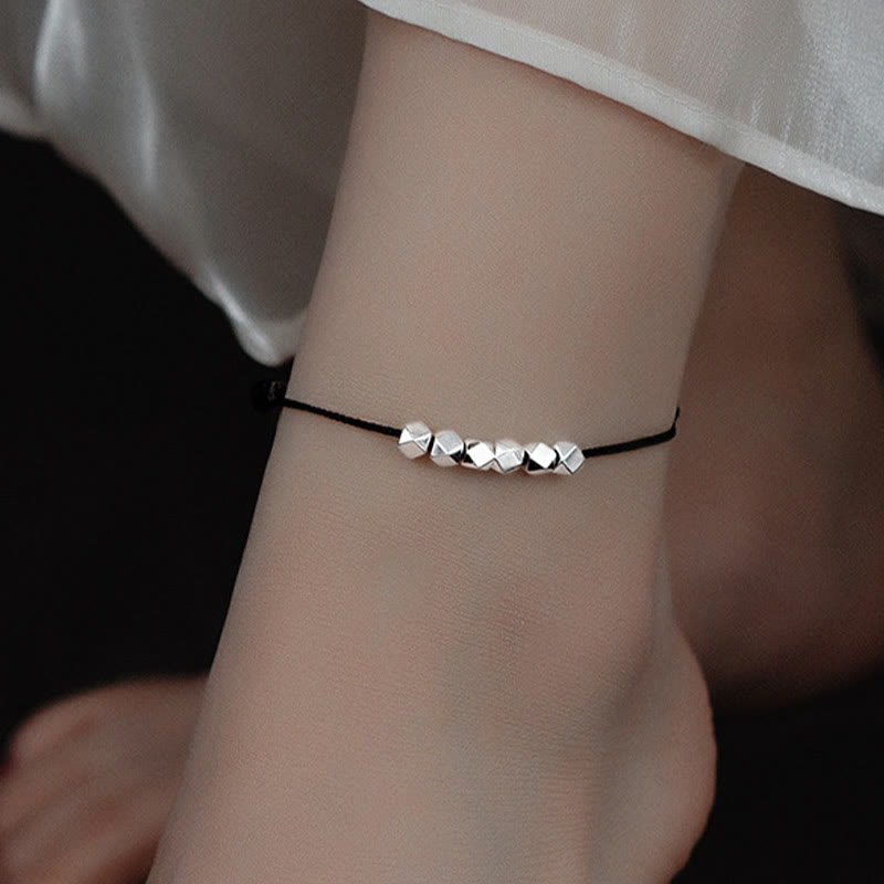 Buddha Stones 925 Srebrne Koraliki Ochrona Szczęścia Bransoletka na Kostkę - Czarna bransoletka na kostkę (obwód 30 cm) - image 10