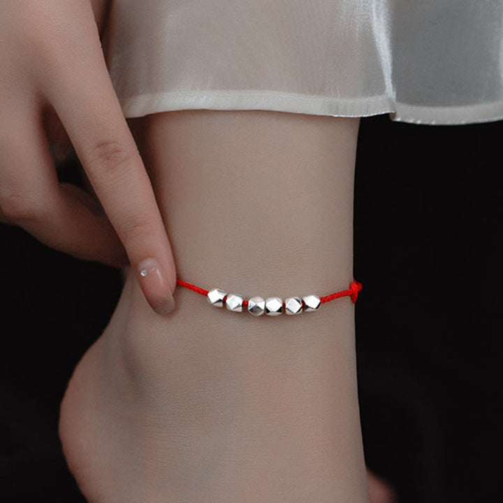 Buddha Stones 925 Srebrne Koraliki Ochrona Szczęścia Bransoletka na Kostkę - image 4