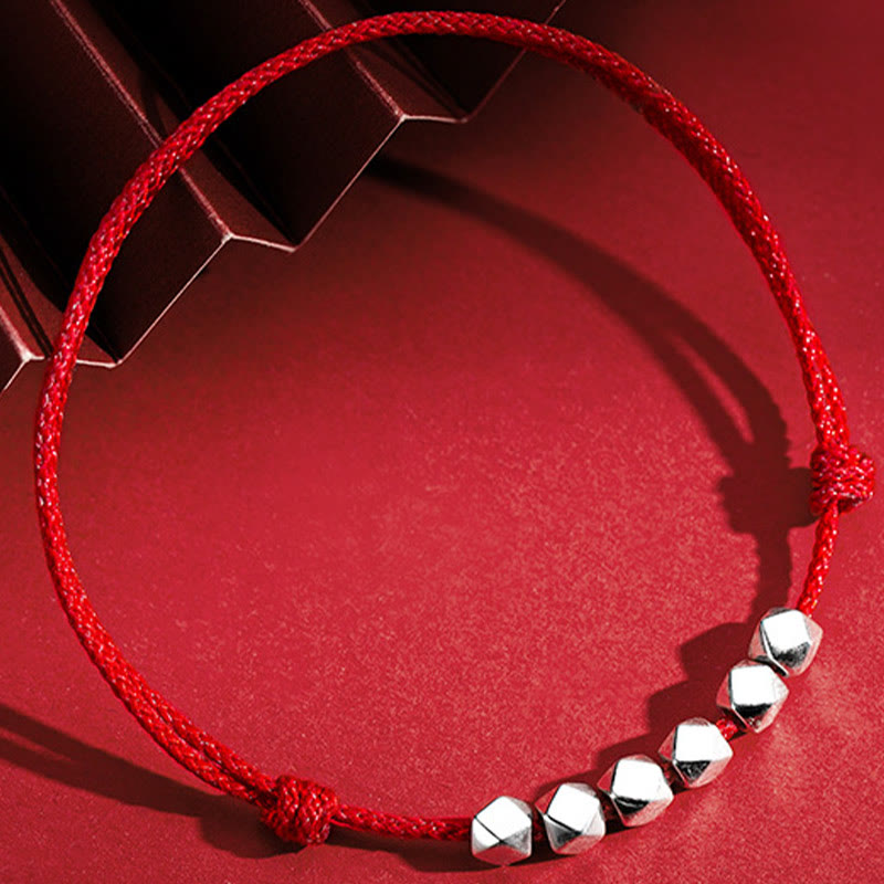 Buddha Stones 925 Srebrne Koraliki Ochrona Szczęścia Bransoletka na Kostkę - image 2