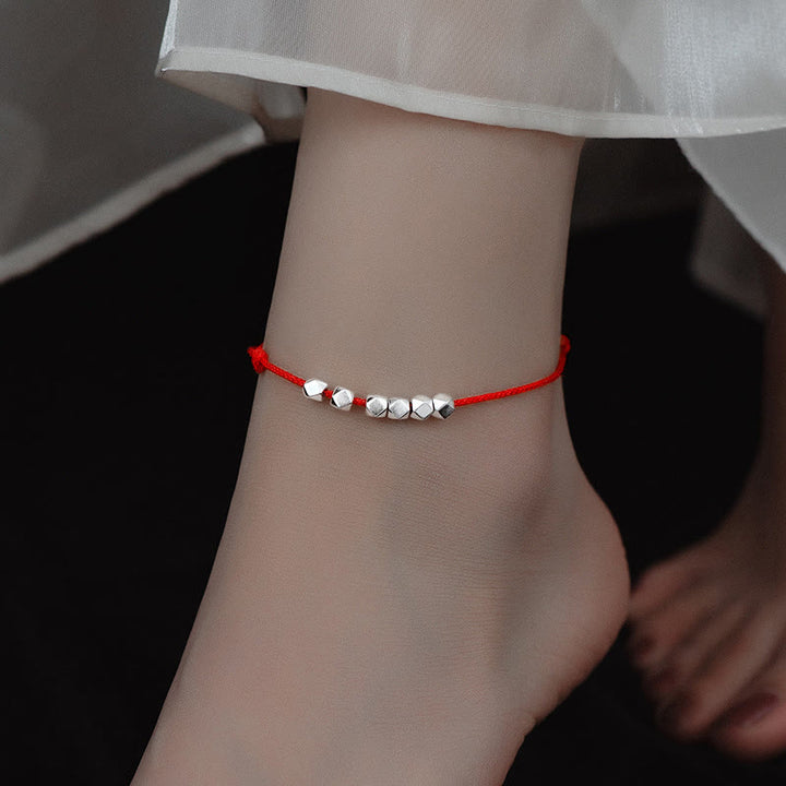 Buddha Stones 925 Srebrne Koraliki Ochrona Szczęścia Bransoletka na Kostkę - image 7