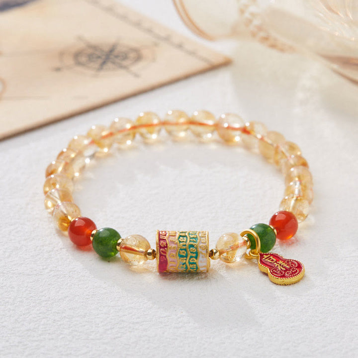 Bransoletka ochronna Buddha Stones Natural Citrine Red Agat Green Chalcedon