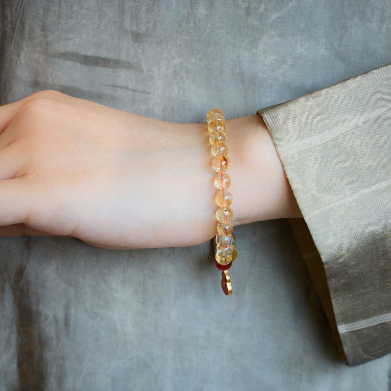 Bransoletka ochronna Buddha Stones Natural Citrine Red Agat Green Chalcedon