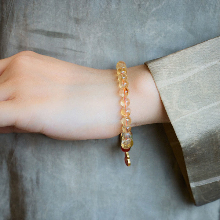 Bransoletka ochronna Buddha Stones Natural Citrine Red Agat Green Chalcedon