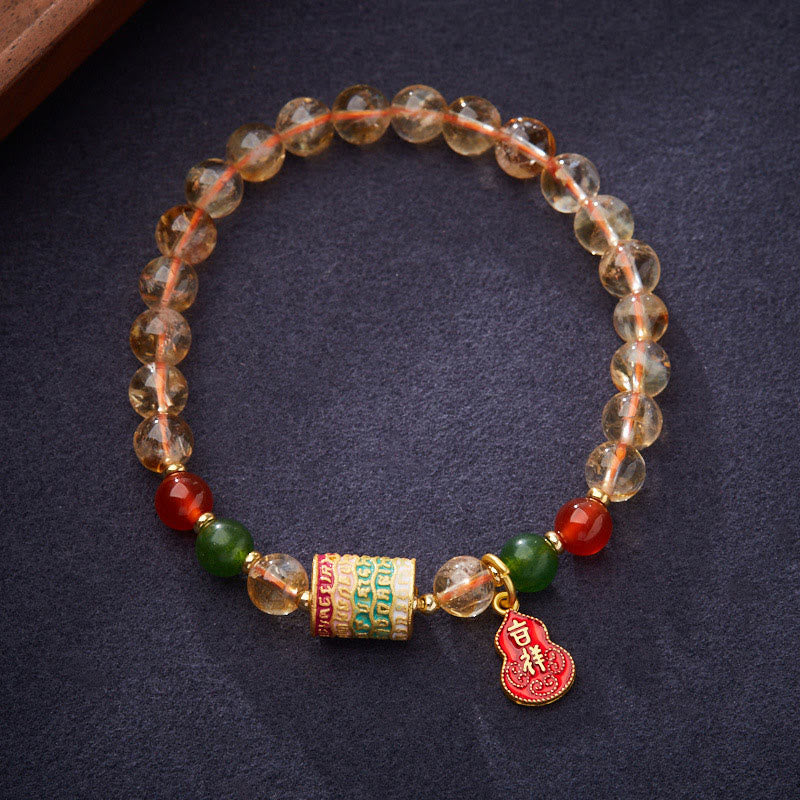 Bransoletka ochronna Buddha Stones Natural Citrine Red Agat Green Chalcedon
