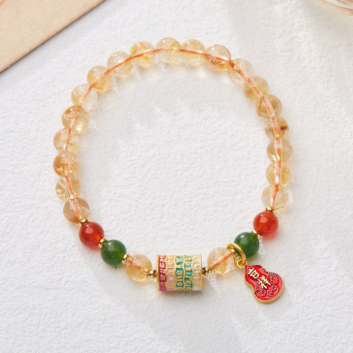 Bransoletka ochronna Buddha Stones Natural Citrine Red Agat Green Chalcedon