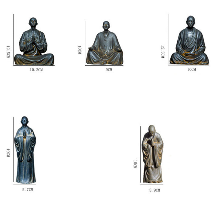 Buddha Stones Medytujący Modlący się Mnich Żelazo Proszek Rdza Odlew Żywicy Statua Dekoracja Domu
