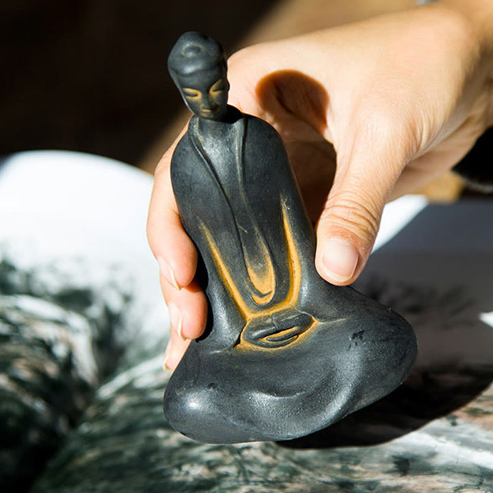 Buddha Stones Ręcznie Budda Siakjamuni Żelazo Proszek Rdza Odlew Żywicy Statua Dekoracja Domu - image 3