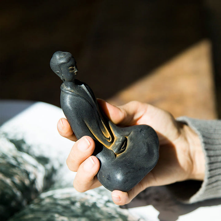 Buddha Stones Ręcznie Budda Siakjamuni Żelazo Proszek Rdza Odlew Żywicy Statua Dekoracja Domu - image 4