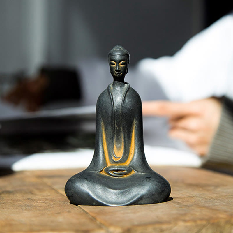 Buddha Stones Ręcznie Budda Siakjamuni Żelazo Proszek Rdza Odlew Żywicy Statua Dekoracja Domu - image 7