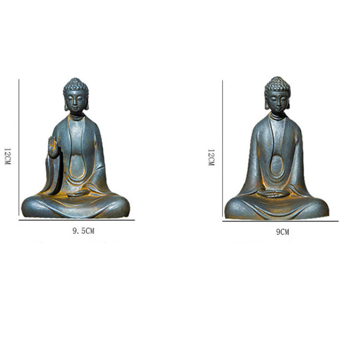 Buddha Stones Ręcznie robione Medytacja Budda Siakjamuni Żelazo Proszek Rdza Odlew Żywicy Dekoracja Statuy