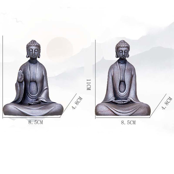 Buddha Stones Ręcznie robione Medytacja Budda Siakjamuni Żelazo Proszek Rdza Odlew Żywicy Dekoracja Statuy