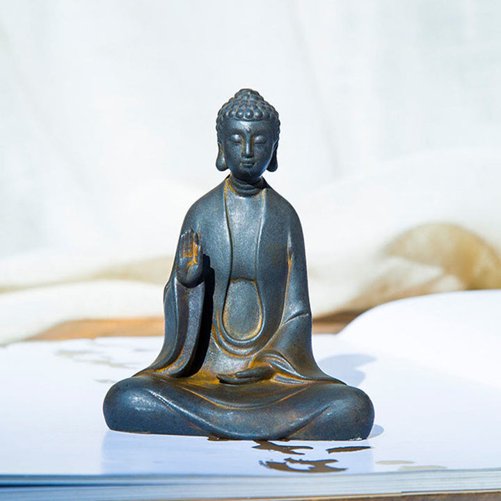 Buddha Stones Ręcznie robione Medytacja Budda Siakjamuni Żelazo Proszek Rdza Odlew Żywicy Dekoracja Statuy