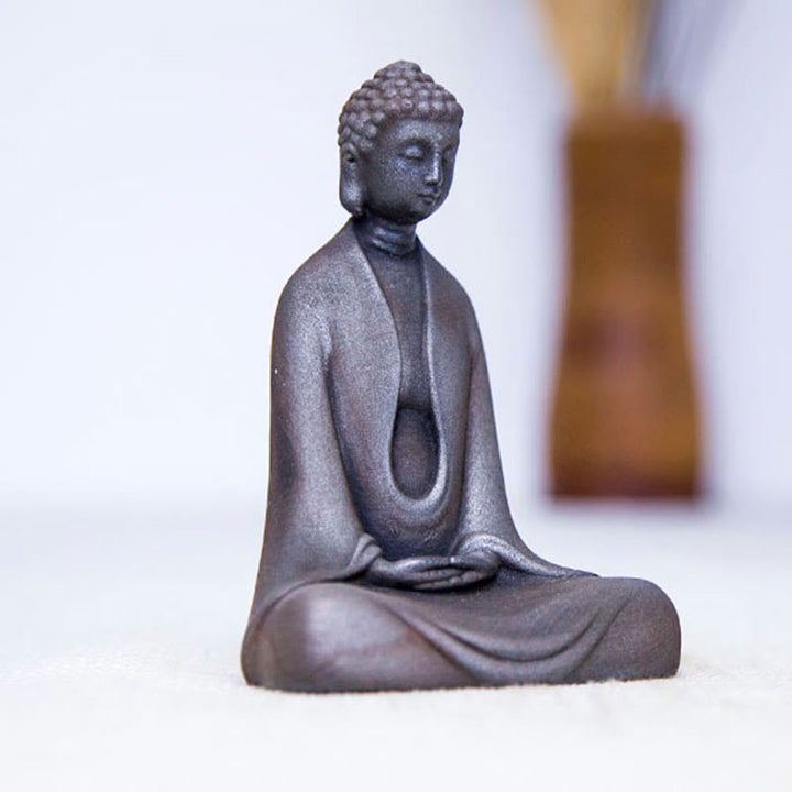Buddha Stones Ręcznie robione Medytacja Budda Siakjamuni Żelazo Proszek Rdza Odlew Żywicy Dekoracja Statuy