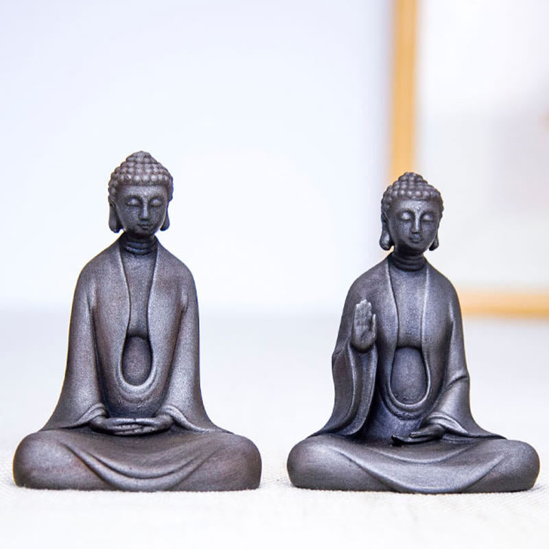 Buddha Stones Ręcznie robione Medytacja Budda Siakjamuni Żelazo Proszek Rdza Odlew Żywicy Dekoracja Statuy