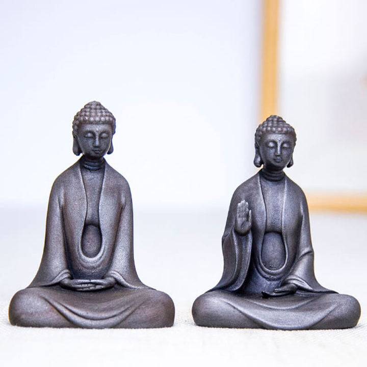 Buddha Stones Ręcznie robione Medytacja Budda Siakjamuni Żelazo Proszek Rdza Odlew Żywicy Dekoracja Statuy