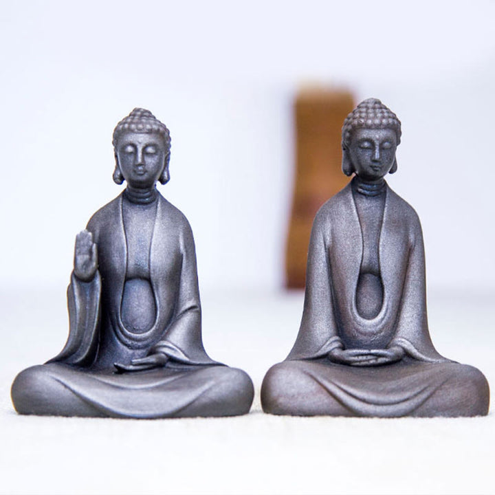 Buddha Stones Ręcznie robione Medytacja Budda Siakjamuni Żelazo Proszek Rdza Odlew Żywicy Dekoracja Statuy