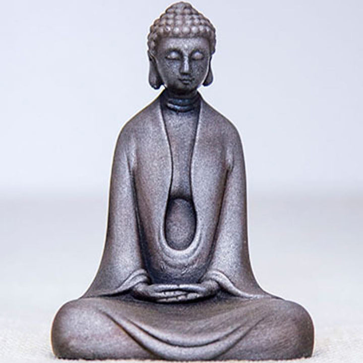 Buddha Stones Ręcznie robione Medytacja Budda Siakjamuni Żelazo Proszek Rdza Odlew Żywicy Dekoracja Statuy