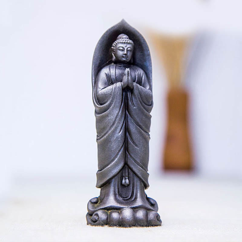 Buddha Stones Ręcznie robione Budda Siakjamuni Namaste Proszek żelaza Rdza Odlana z żywicy Statua Dekoracja