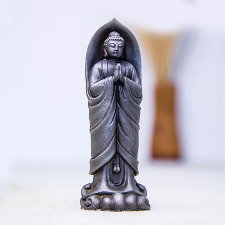 Buddha Stones Ręcznie robione Budda Siakjamuni Namaste Proszek żelaza Rdza Odlana z żywicy Statua Dekoracja