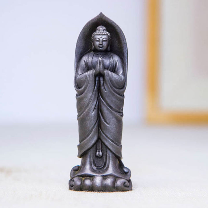 Buddha Stones Ręcznie robione Budda Siakjamuni Namaste Proszek żelaza Rdza Odlana z żywicy Statua Dekoracja