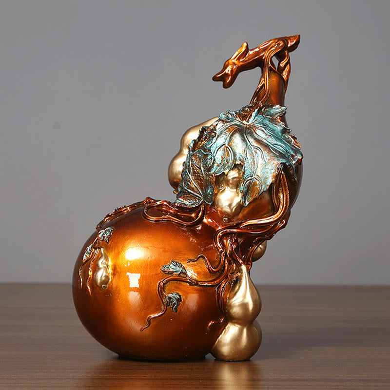 Buddha Stones Złota Tykwa Mosiądz Miedź Statua Dekoracja Biurka Domowego