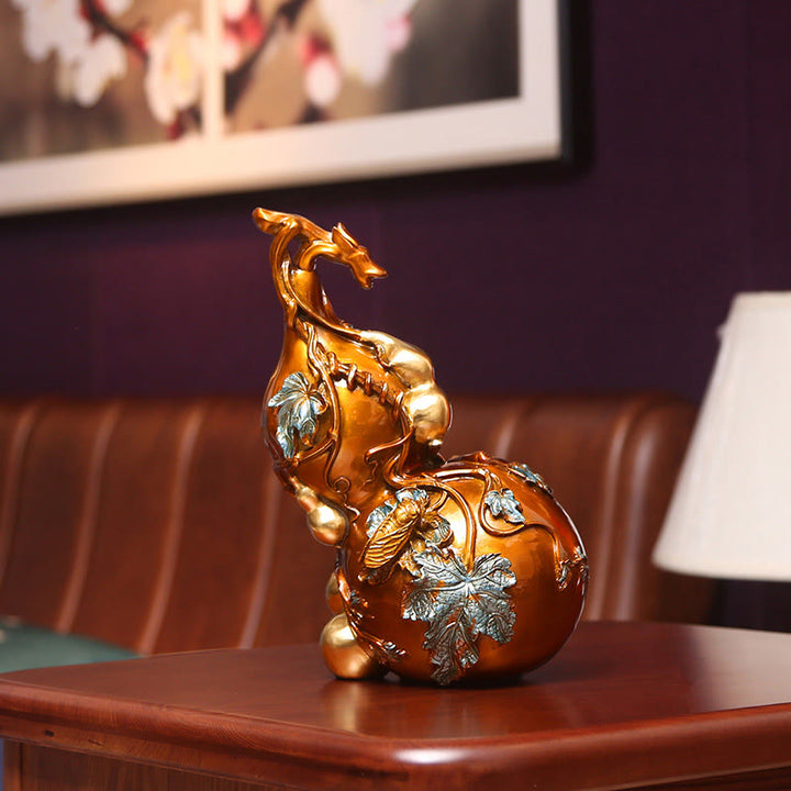 Buddha Stones Złota Tykwa Mosiądz Miedź Statua Dekoracja Biurka Domowego