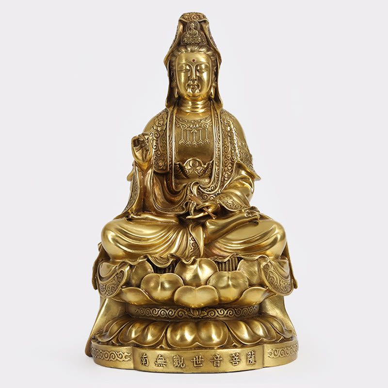 Buddha Stones Kwan Yin Awalokiteśwara Bogactwo Mosiądz Miedź Statua Dekoracja Biurka Domowego