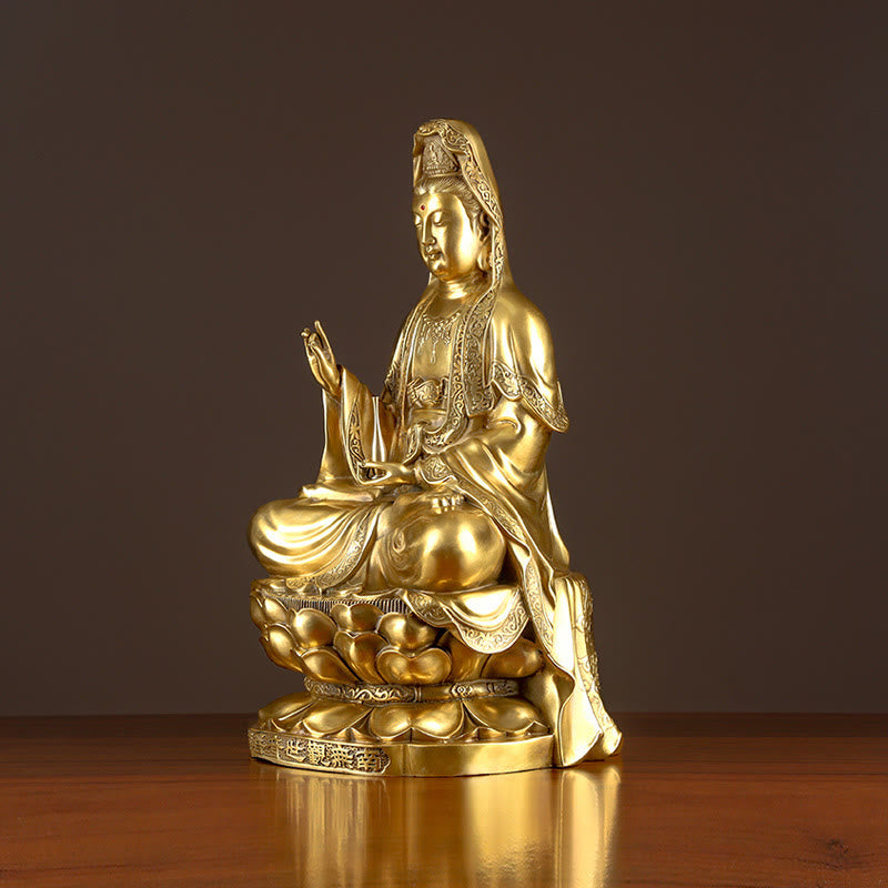 Buddha Stones Kwan Yin Awalokiteśwara Bogactwo Mosiądz Miedź Statua Dekoracja Biurka Domowego