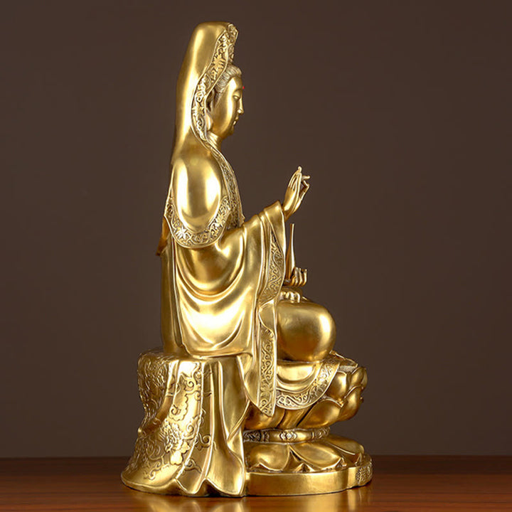 Buddha Stones Kwan Yin Awalokiteśwara Bogactwo Mosiądz Miedź Statua Dekoracja Biurka Domowego