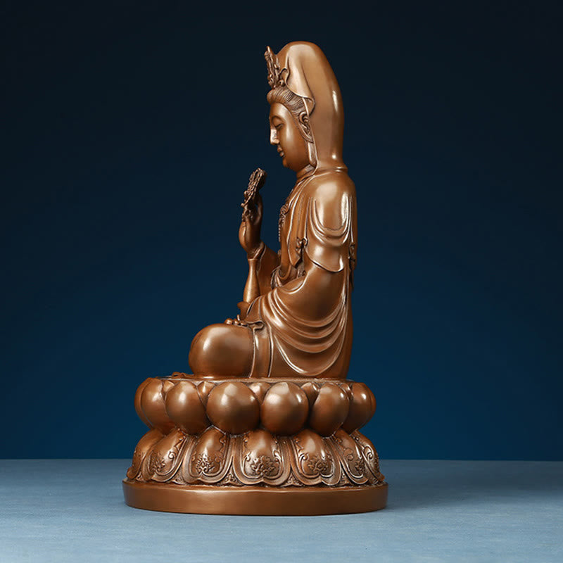 Buddha Stones Kwan Yin Awalokiteśwara Lotos Bogactwo Miedziana Statua Dekoracja Biurka Domowego