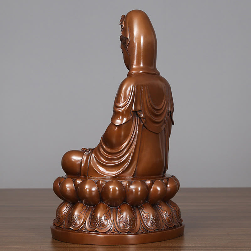 Buddha Stones Kwan Yin Awalokiteśwara Lotos Bogactwo Miedziana Statua Dekoracja Biurka Domowego