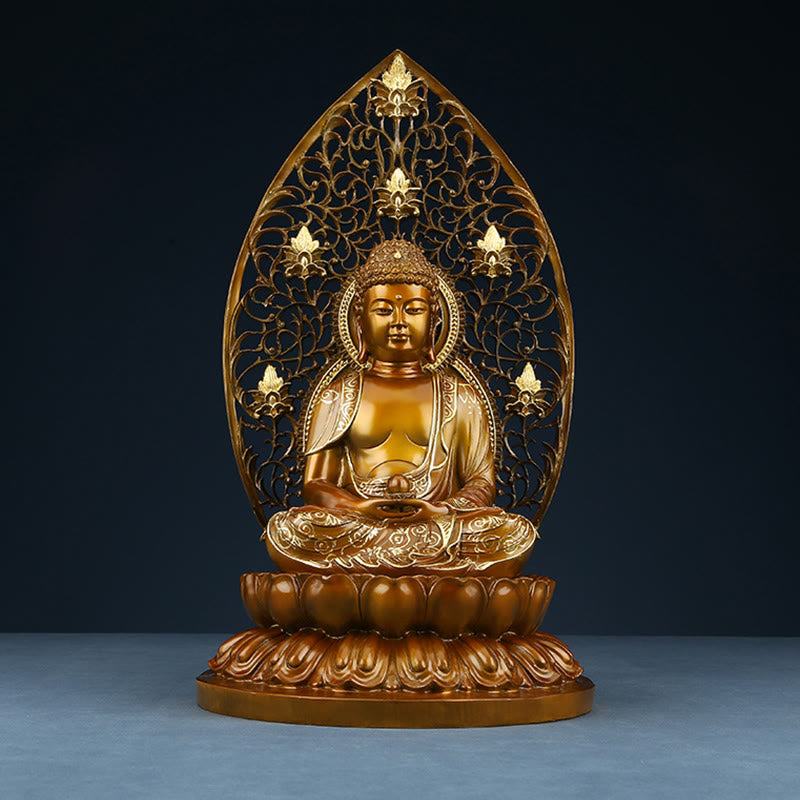 Buddha Stones Siakjamuni Amitabha Figurka Buddy Medycyny Spokój Miedziana Statua Domowa Ofiara Dekoracja