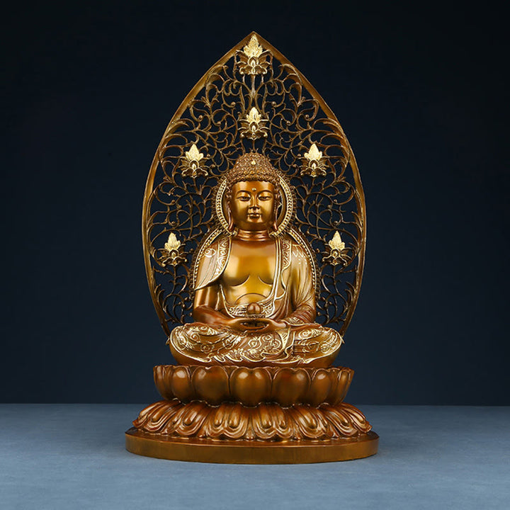 Buddha Stones Siakjamuni Amitabha Figurka Buddy Medycyny Spokój Miedziana Statua Domowa Ofiara Dekoracja