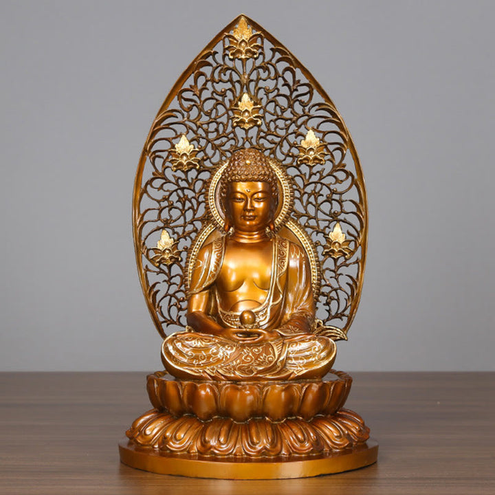 Buddha Stones Siakjamuni Amitabha Figurka Buddy Medycyny Spokój Miedziana Statua Domowa Ofiara Dekoracja