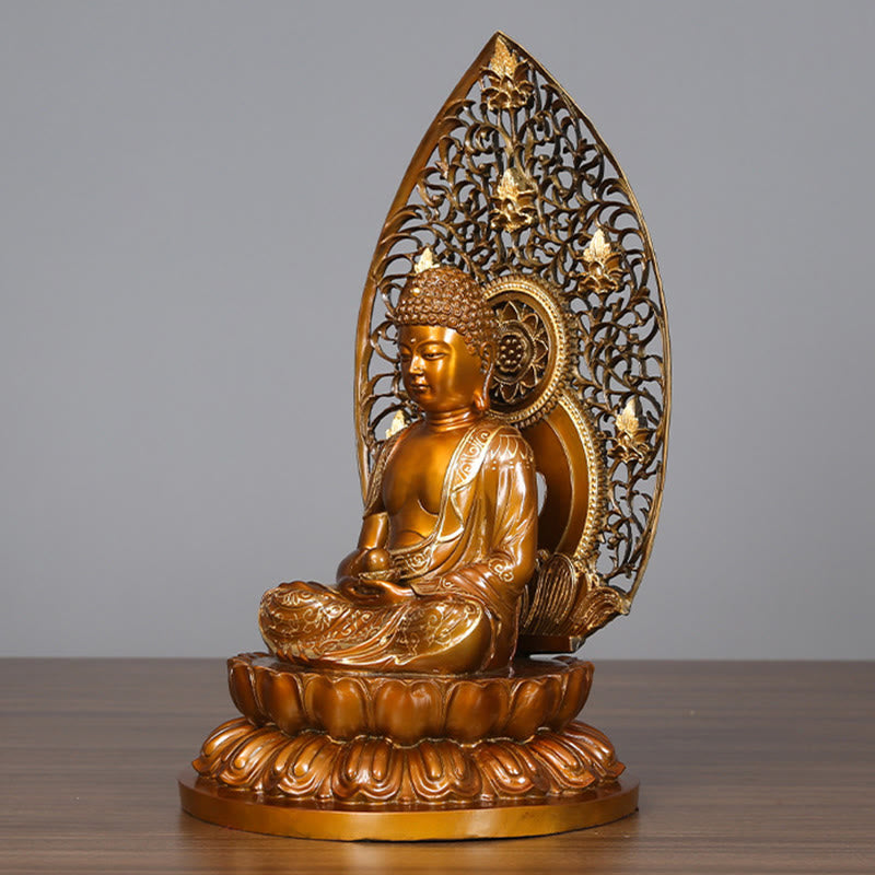 Buddha Stones Siakjamuni Amitabha Figurka Buddy Medycyny Spokój Miedziana Statua Domowa Ofiara Dekoracja