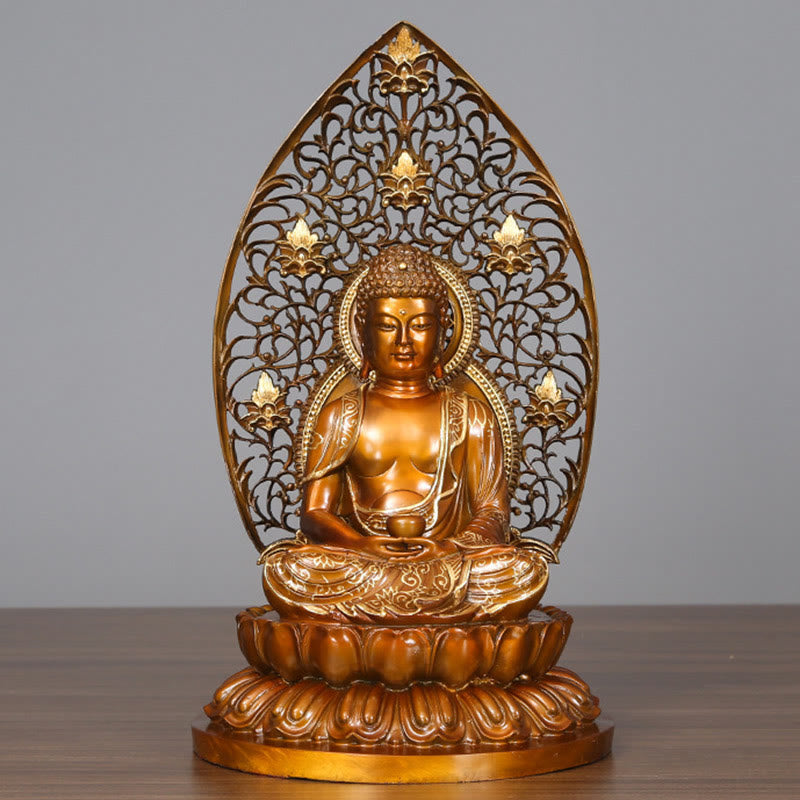 Buddha Stones Siakjamuni Amitabha Figurka Buddy Medycyny Spokój Miedziana Statua Domowa Ofiara Dekoracja