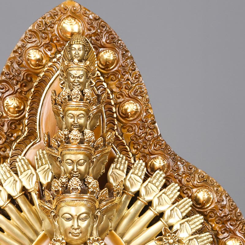 Buddha Stones ręcznie robione tysiącramienna Awalokiteśwara Kwan Yin bogactwo mosiądz miedź statua dekoracja
