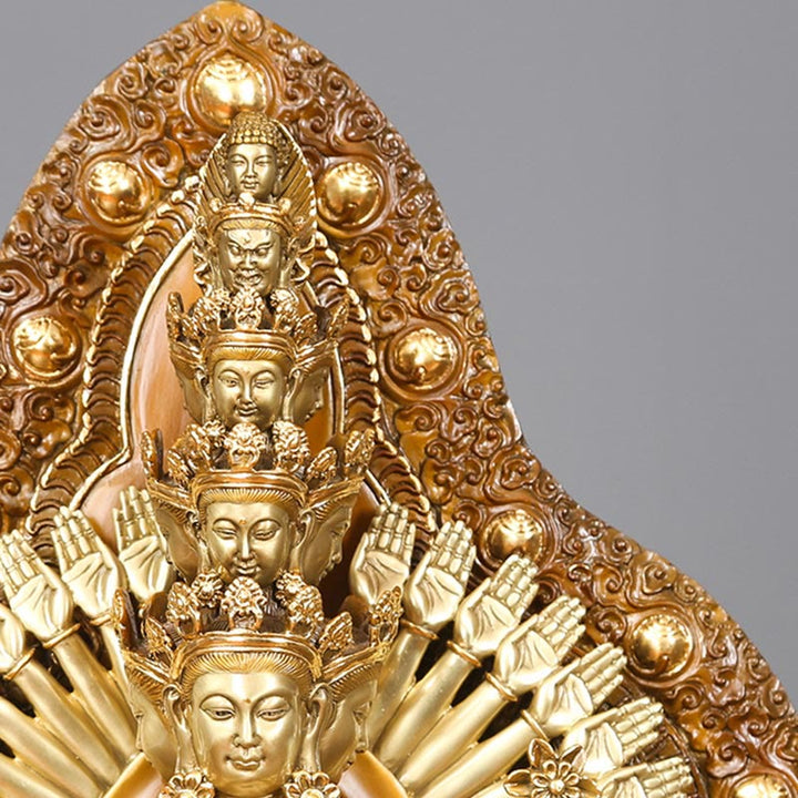 Buddha Stones ręcznie robione tysiącramienna Awalokiteśwara Kwan Yin bogactwo mosiądz miedź statua dekoracja