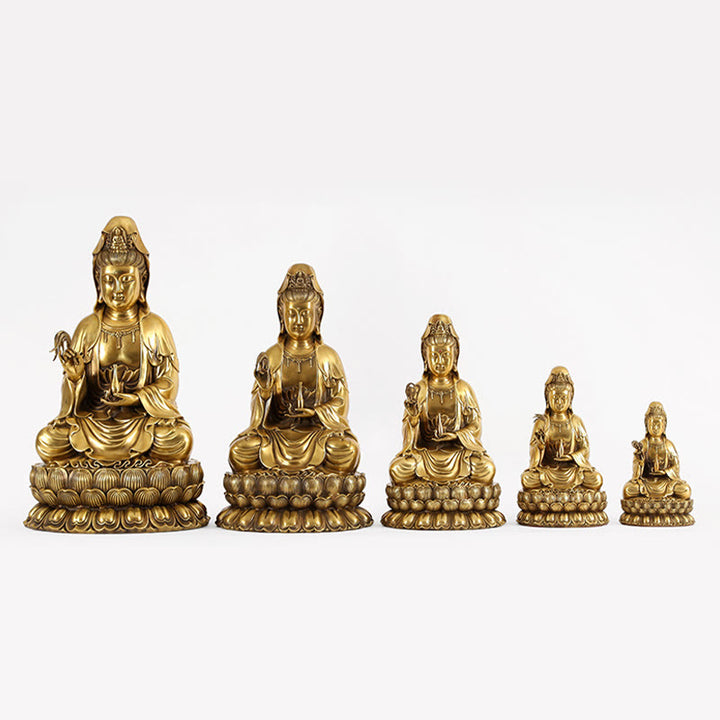 Buddha Stones Kwan Yin Awalokiteśwara trzymający butelkę wierzby Harmonia mosiądz miedziana statua dekoracja domu